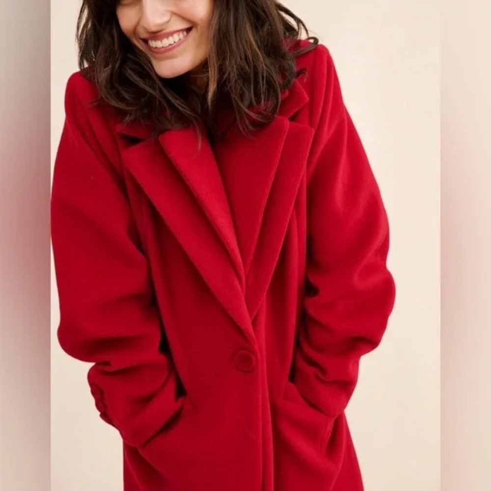 Unreal Fur Sardinia layered coat in red faux wool